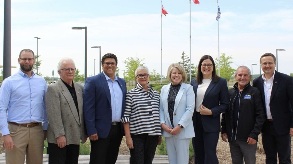 Group photo at a funding announcement
