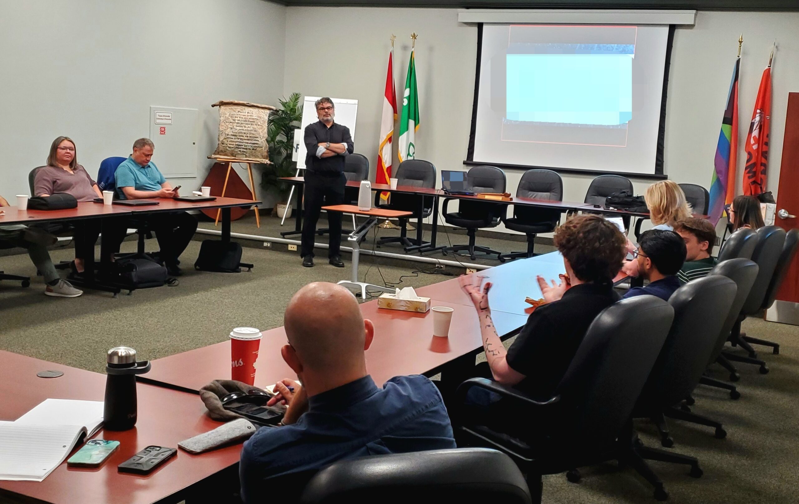 Frank Fazio Cybersecurity Workshop Frank Fazio answers questions during a cybersecurity workshop.