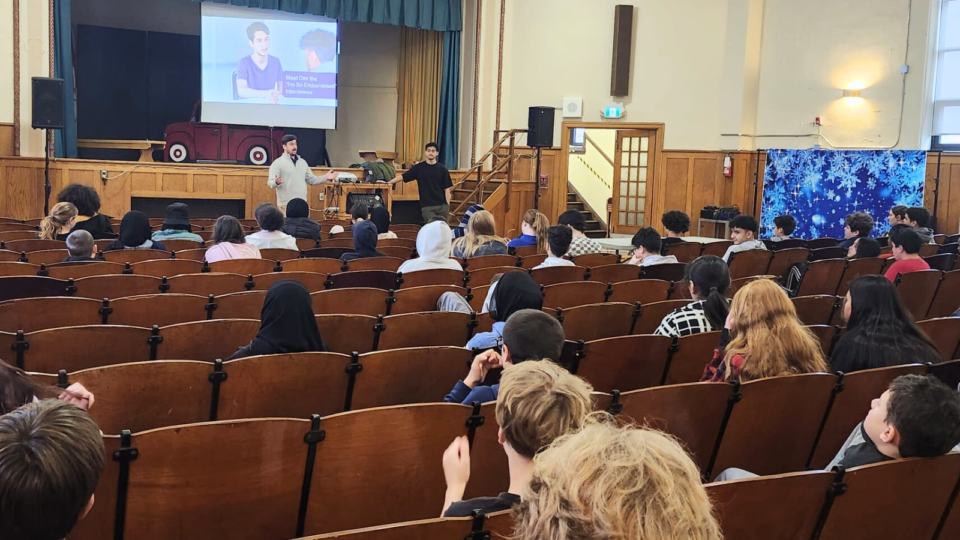 Children at school viewing a presentation